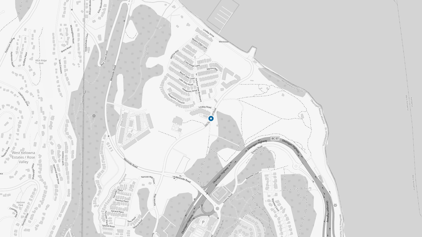 Map of the Bay Three site on Old Ferry Wharf Road, West Kelowna