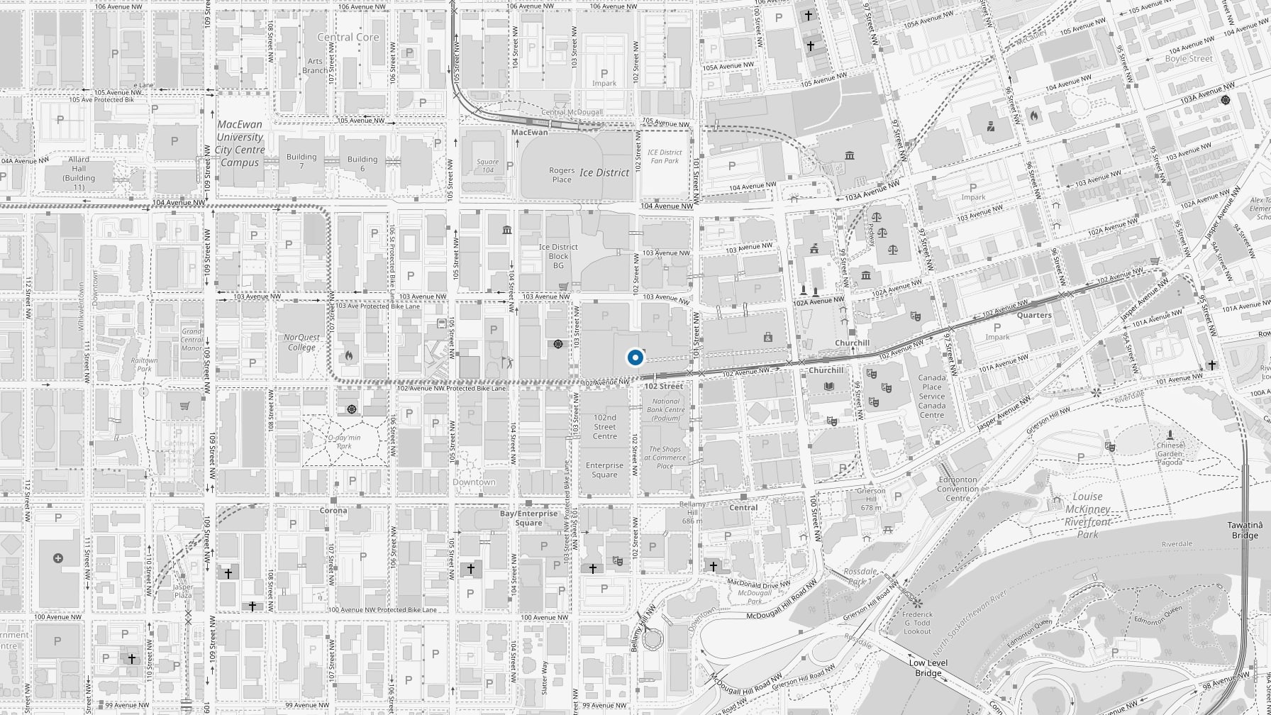 Map of the Edmonton City Centre site in downtown Edmonton